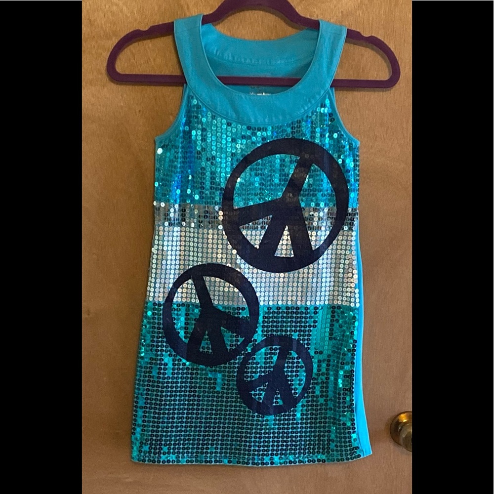 Girls great Justice sequined dress blue Peace 10